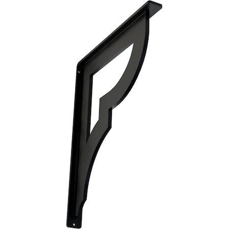 Ekena Millwork Bradford Wrought Iron Bracket, (Single center brace), Powder Coated Black 1 1/2"W x 12"D x 15"H BKTM01X12X15SBR